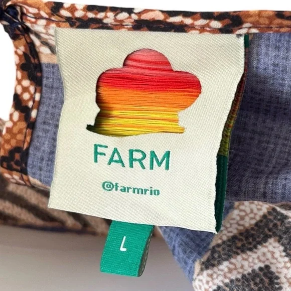 Farm Rio Yawanawa Vanahu Navy Organic Cotton Mini Dress Sz L - Picture 9 of 13